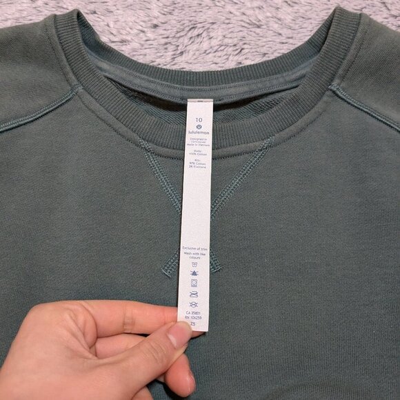 Lululemon Green Crew Sweatshirt Pullover Sweater Just Pleat it Size 10 - Picture 3 of 6